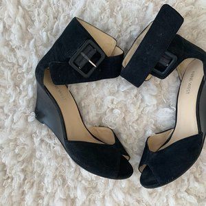 BLACK SUEDE  Nine West SANDALS  size 7.5 - Leather Upper